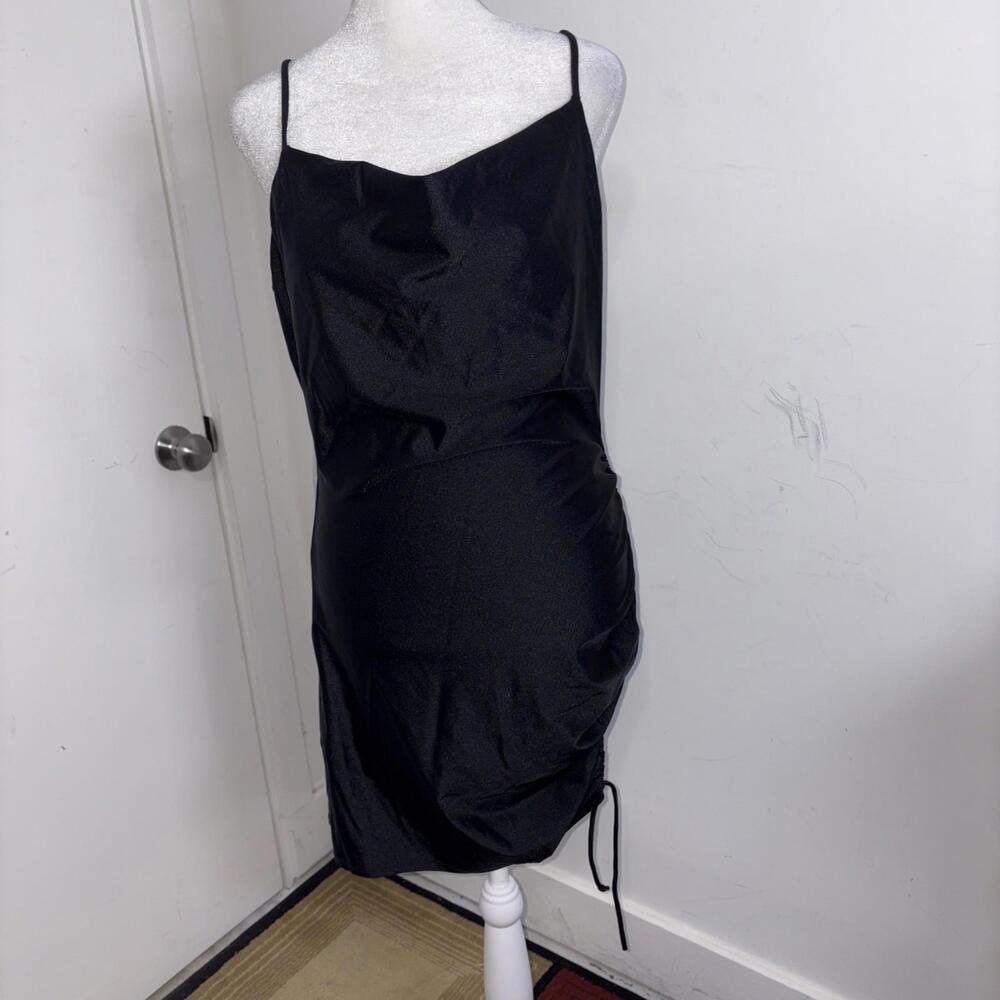 Better Be Blk Mini Dress She De Ruching Adjus Straps Made USA Vintage